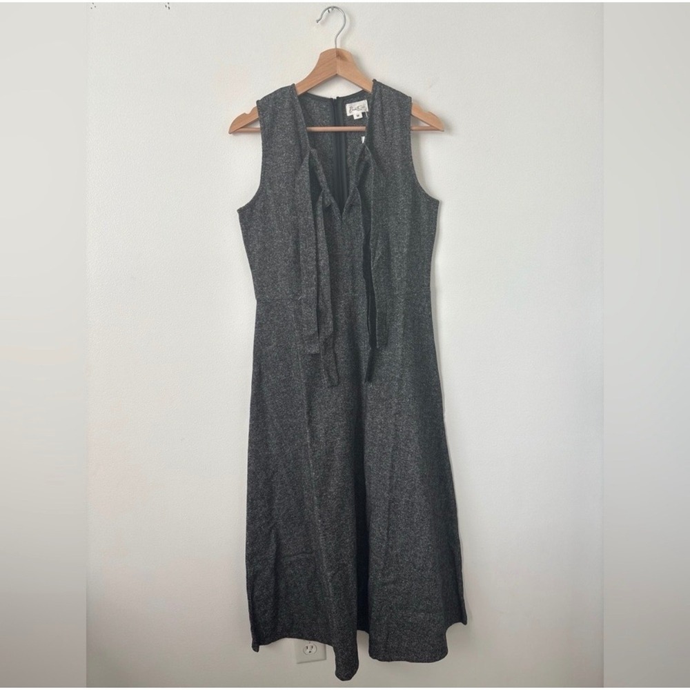 NWT Daintti Plaid Bow Midi Dress – Black/Grey – Size M